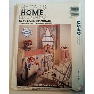 Uncut McCalls Sewing Pattern 8549, Raggedy Ann & Andy Baby Nursery Pattern
